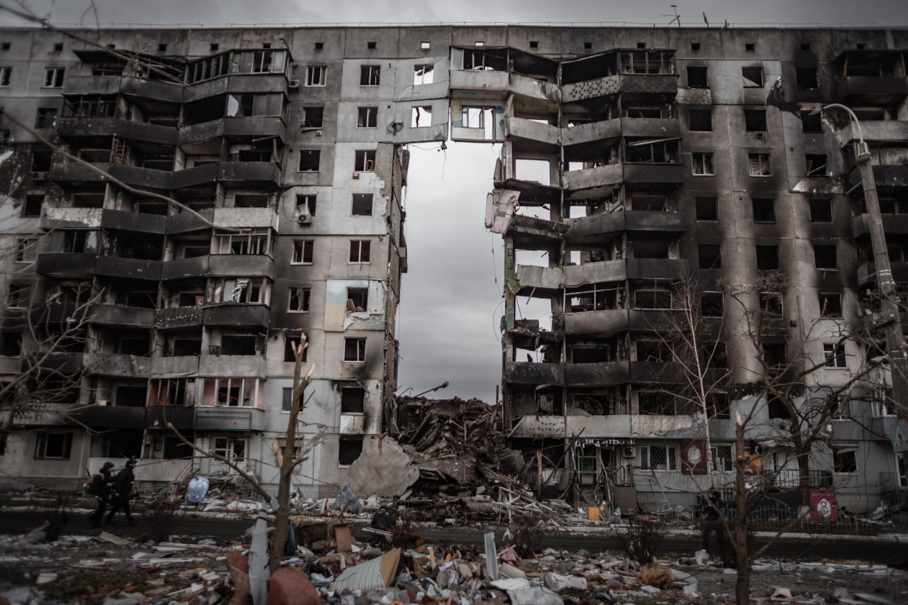 Знищене місто Бородянка, весна 2022